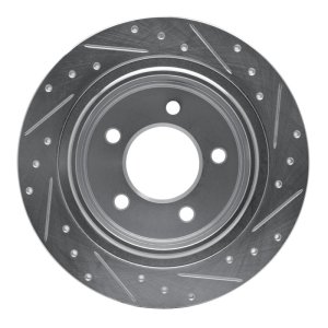 Chrysler Pacifica Brake Rotor (1) - Rear Left - R1 Concepts - Drilled & Slotted - Silver - `04-`08